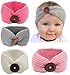 QandSweet Baby Turban Head Wrap Headbands Girl Knitting Button Hairbands