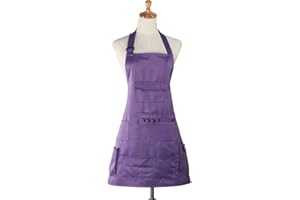 boshiho Adult Painting Aprons, Adjustable Buckle, Barber Apron with Pockets for Women/Men/Unisex, Utility or Work Apron (Purple)