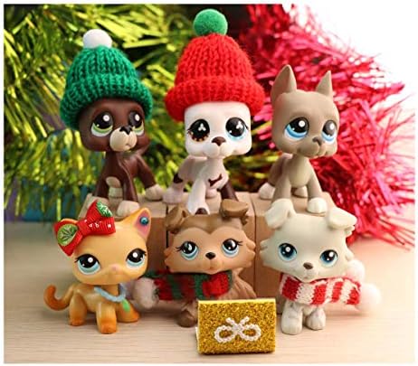 Emilys Doll lps Collie Great Dane Shorthair Cat 5pcs #339#363#893#184#577#1519 with lps Accessories Christmas Hat Scraf Computer Kids Gift