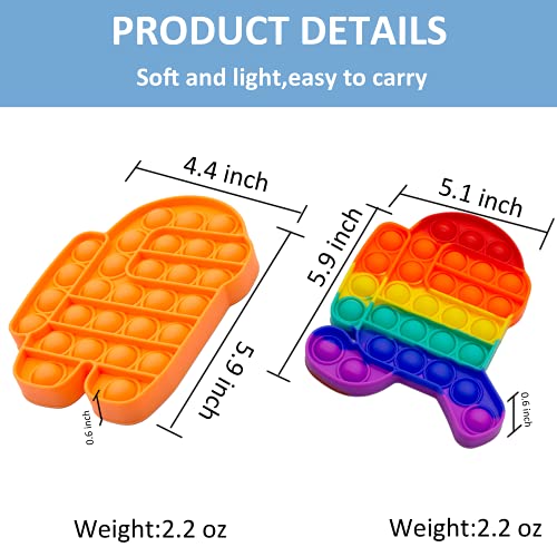 Push Pops Bubble Fidget Toys Set,Silicone Pop Warp Bubble Toy Durable Soft Squeeze Toys for Stress Reliever Training Logical Thinking,Autism Special Needs Stress Reliever (Run Rainbow+Up Orange)