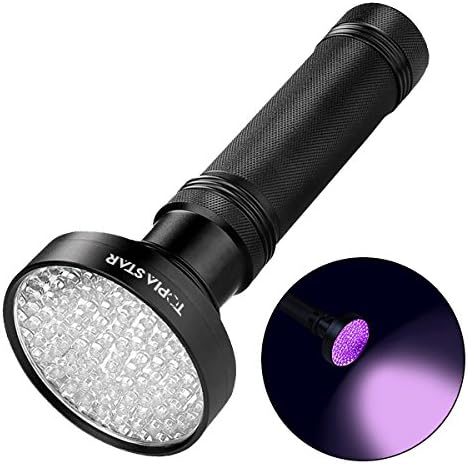 100 UV LED Flashlight - TOPIA STAR Ultraviolet Blacklight Detector UV Light Flashlight for Pet Urine &amp; Stain Detection, Home &amp; Hotel Inspection