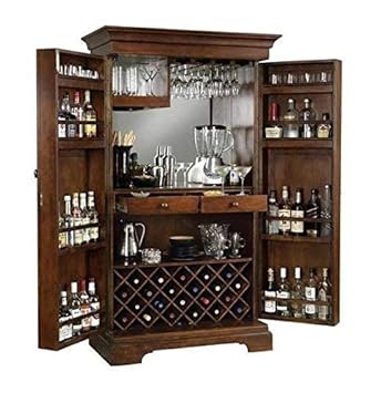 Green Wood Sheesham Wood Stylish Bar Cabinet with Wine Glass Storage for Living Room | Walnut Finish