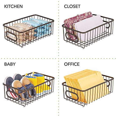 mDesign Metal Bathroom Storage Organizer Basket Bin Modern Wire Grid