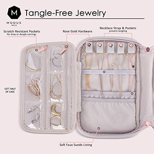 MODUS BAGS Travel Jewelry Organizer, Large Capacity Case for Tangle