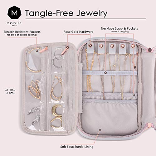 MODUS BAGS Travel Jewelry Organizer, Large Capacity Case for Tangle