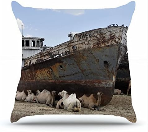 Ysbcbmn Throw Pillowcase 18x18 Inches Cotton Pillowcases Decorative Pillow Cover Case with Hidden Zipper Decor Cushion Covers - Nature Desert deserts camels shipwreck Nature Desert For Living Room