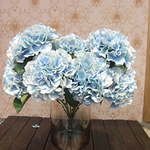 Fendii 5-Heads Artificial Hydrangea Silk Flower Bouquet Wedding Decor Blue