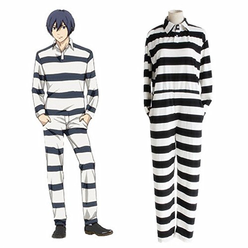 Horries Prison Uniform Stripe Jumpsuits Onesies Anime Prison School Cosplay Costume