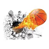 HaloVa 3D Flying Fire Basketball Wall Stickers, Broken wall, Removable Wall Arts Decals Murals for Children Kid Baby Room Decor
