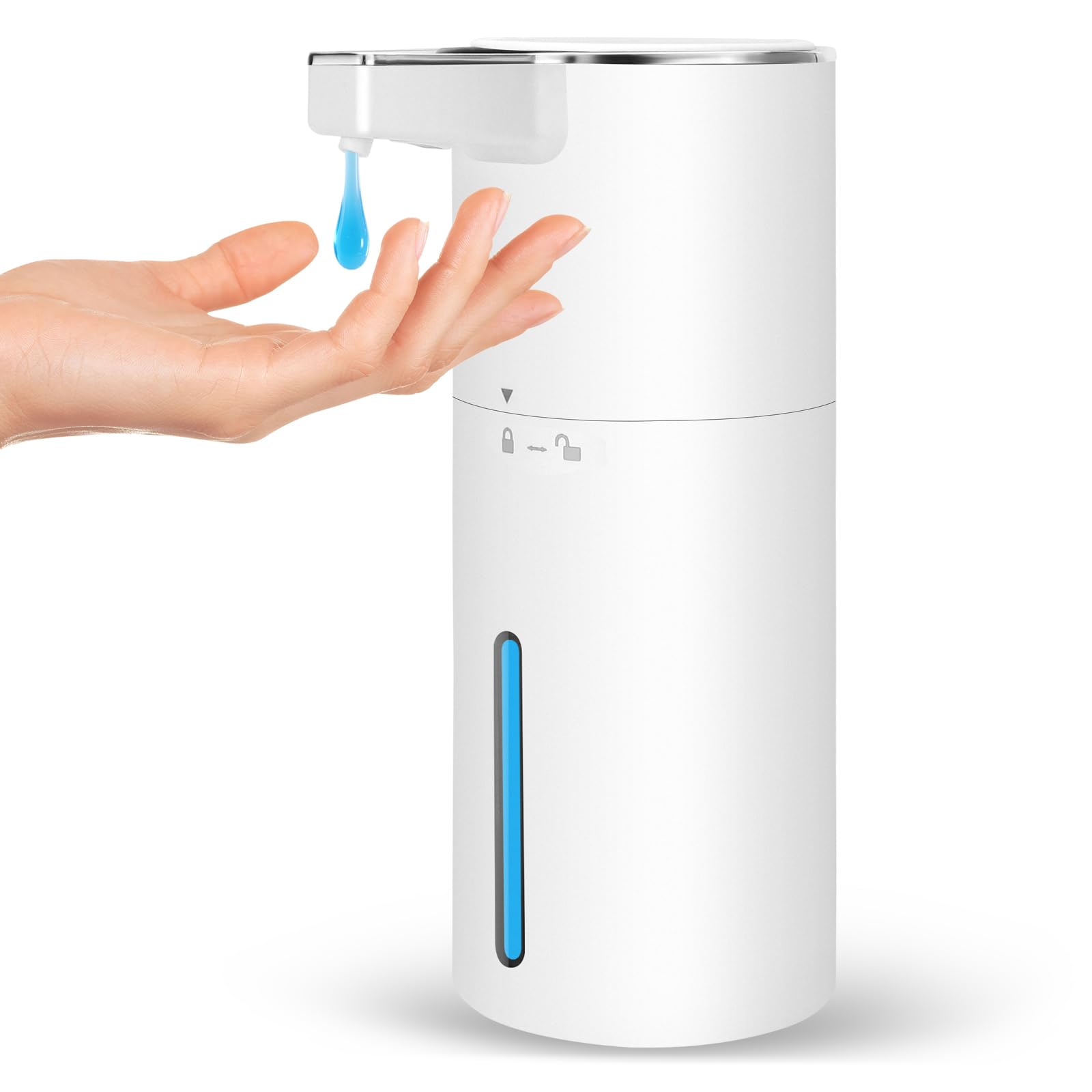 Photo 1 of (see all images)  Soap Dispenser Liquid for Bathroom: 14 OZ Wall Touchless - Plastic White 4-Level Adjustable Modern
