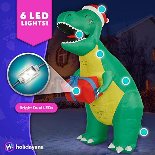 Holidayana 8 Foot Tall Giant Inflatable Holiday T Rex Dinosaur Yard Decoration with Blower Fan