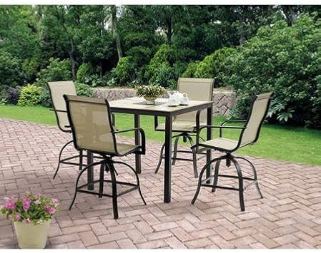 Amazon Com 5 Piece High Patio Furniture Dining Set Square Tiles
