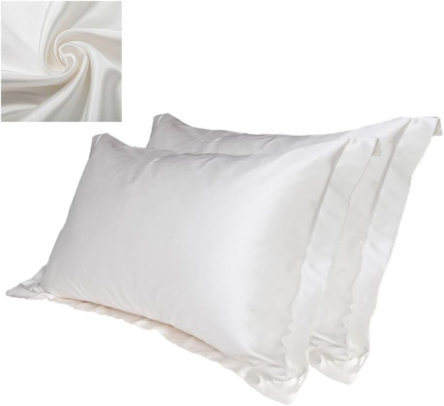 Happyyous 2PCS Silk Pillowcase for Hair and Skin -Silky Satin Pillow Case - Natural Silk for Hair and Facial Beauty-Pillow Shams Cover with Hidden Zipper -33 X 21 Inch