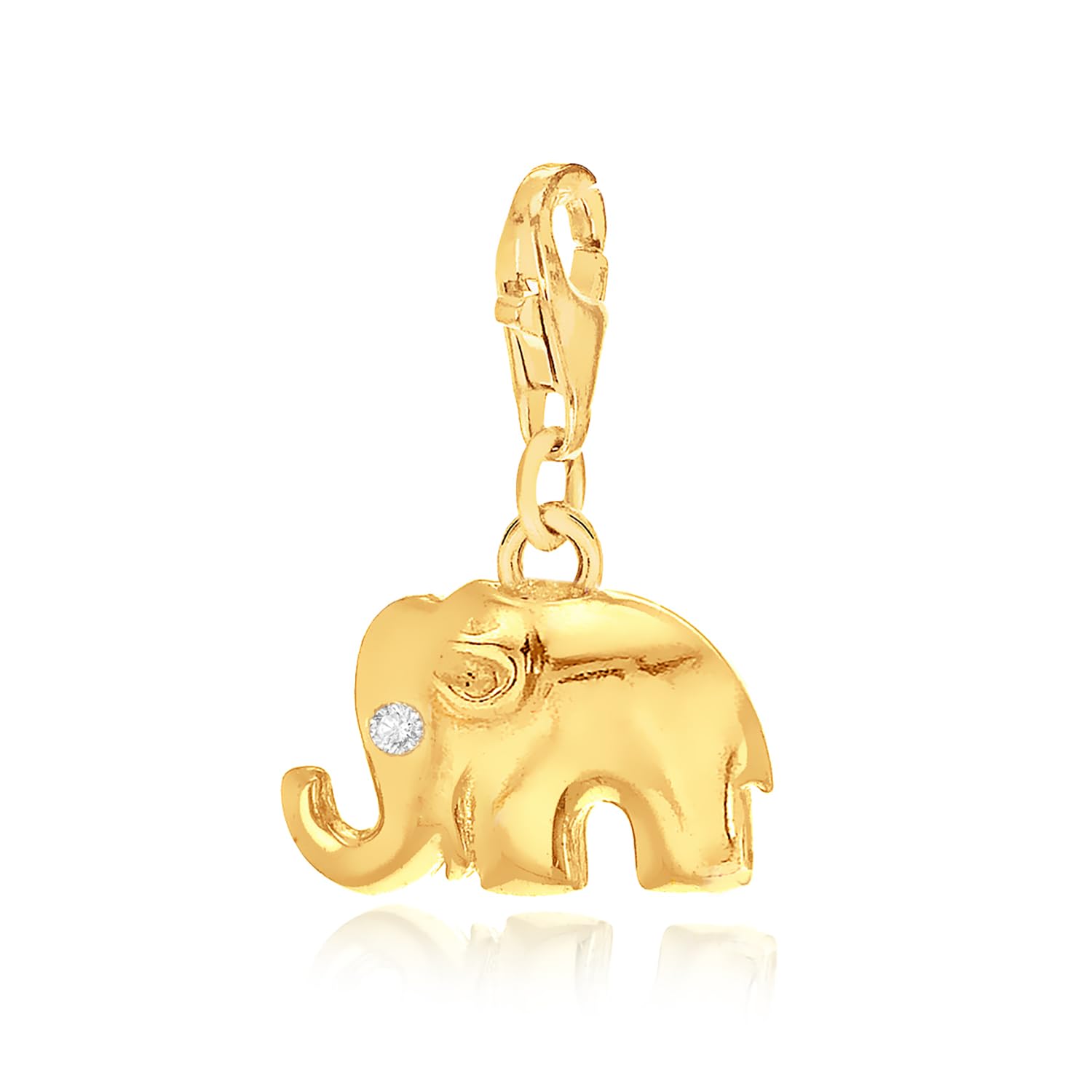 Tuscany Silver Women's Sterling Silver Gold Plated Cubic Zirconia Elephant Charm