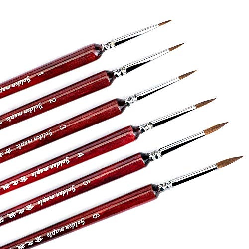 6Pcs Weasel Finest Detail Paint Brush 6pcs/Set, Miniature Art Brushes Fine Liner Round for Watercolor Oil Acrylic, Craft Models Rock Painting & Paint by Number