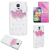 EpicGadget(TM) Luxury Handmade 3D Bling Pearl Lovely Pink Mouse Cartoon Case Cover For Samsung Galaxy S5 i9600 + Galaxy S5 Screen Protector (US Seller!!) (Pink S5 Case)