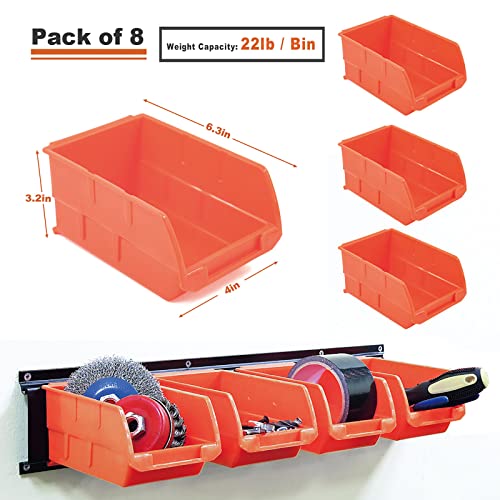 Wallmaster 8Bin Storage Bins Garage Rack System 2Tier Orange Tool
