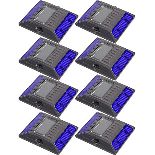 Blue Commercial Grade Aluminum Alloy Solar Road Stud Path Deck Dock LED Light (8 Pack)