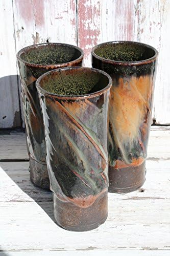One Unique Gold to Amber Ceramic Pint Glass, Batch #02 Amber Pottery Glasses, Finely Crafted Cocktail Cups, Handmade Cups