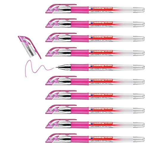 edding 2185 gel roller - pink - box of 10 - 0.7 mm - gel pen for writing, drawing, colouring mandalas, bullet journals - colour gel pen