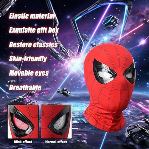Halloween Hero Mask with Moving Eyes, Realistic Role Play Mask Costume for Cosplay, Birthday Gift for Big Kids/Adults