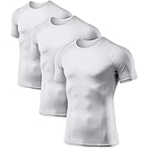 ATHLIO Men's Cool Dry Short Sleeve Compression Shirts, Sports Baselayer T-Shirts Tops, Athletic Workout Shirt