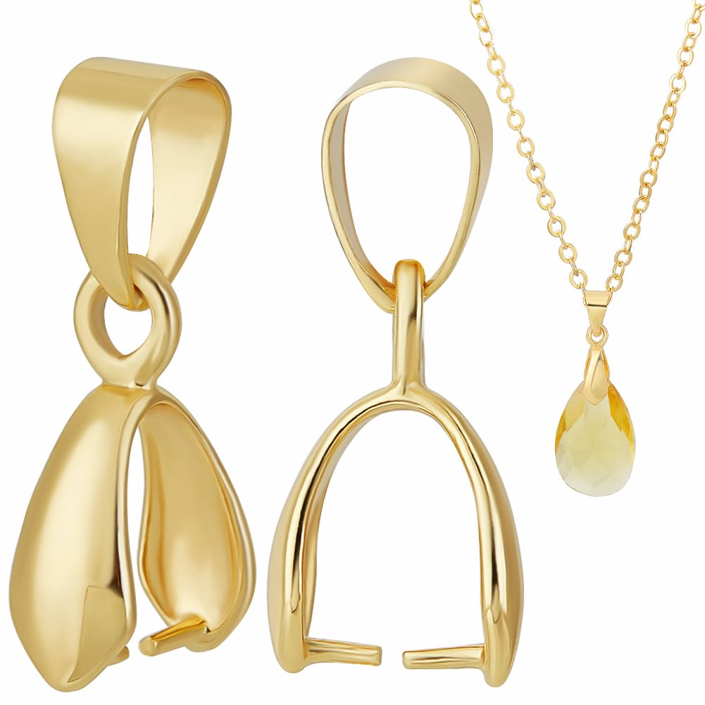 Beebeecraft 1 Box 30Pcs Pendant Pinch Bails 24K Gold Plated Ice Pick Pinch Clip Bail Clasps Connectors Charm for DIY Necklace Jewellery Making