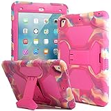 Kids Case for iPad 9.7 2018/2017, iPad Air 2, iPad Pro 9.7 Case Full Body Protective Silicone Cover Shockproof Scratchproof & Adjustable Kickstand for Apple iPad 9.7 5th / 6th Generation (Camo/Pink)
