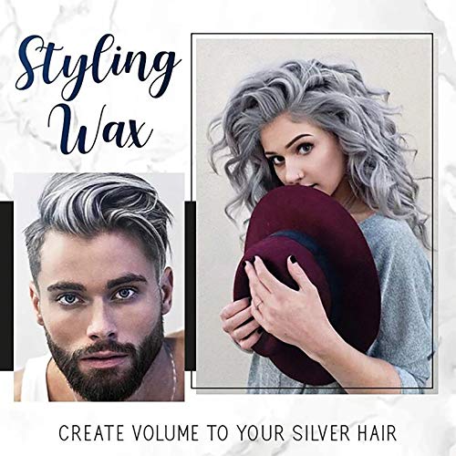 TONGHANG Hair Color Wax Silver Gray Hair Wax Instant Temporary Hairstyle Cream, Silvery Grey Hair Pomades, Natural Silver Ash Matte Hair Gel for Men and Women (Silver)