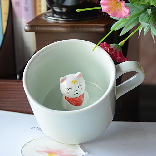 Funny Ceramic 3D Animal Mug Morning Coffee Tea Cup For Men And Women Diy For Decoration Novelty And Gift Frienship Friends 230ml (cat)