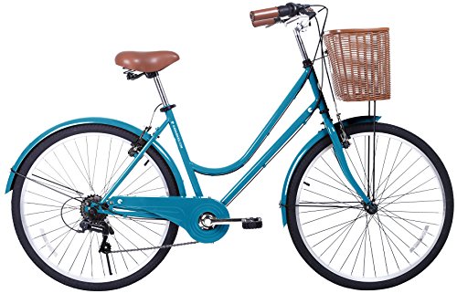 Gama Bikes City Basic 26 – Women’s Cruiser Bike – Step-Through Comfort Frame, 6 Speed Shimano –  Hybrid Urban Commuter Road Bicycle – Great for Beach Cruising, Exercising and All Around Fun -Dark Blue