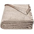 spencer & whitney Bed Blankets Wool Blanket Beige Herringbone Blanket Wool Throw Blanket Large Queen Wool Blankets for Bed
