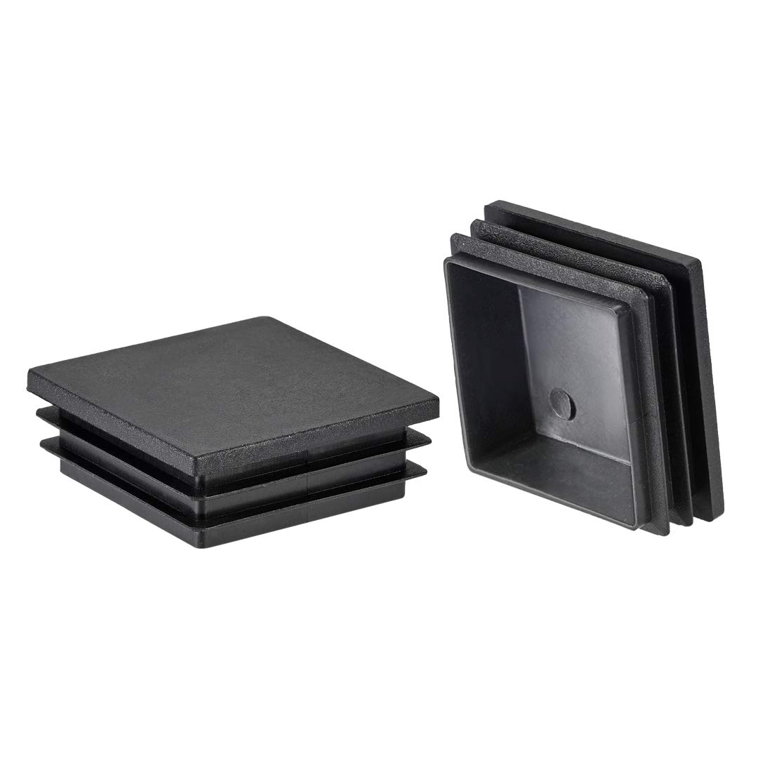 sourcing map 12Pcs 50mmx50mm(2inch) Plastic Tubing Plug Square Post End Caps for Handrail Stair Newel Guardrail Tube Black