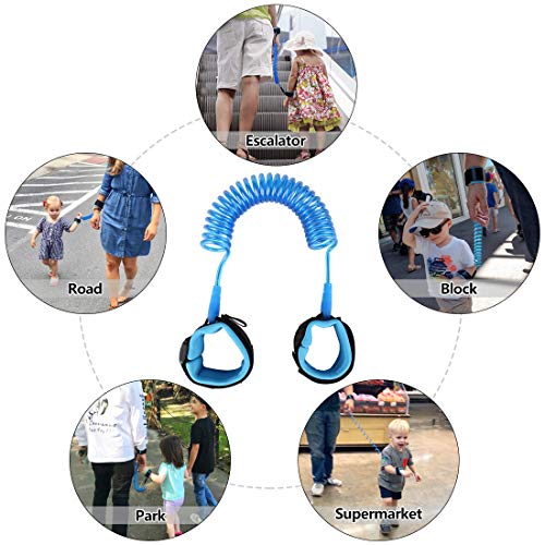 JINSEY Baby Child Anti Lost Wrist Link Safety Harness Strap Rope Leash Walking Hand Belt Band Wristband for Toddlers, Kids (2.5m Blue)