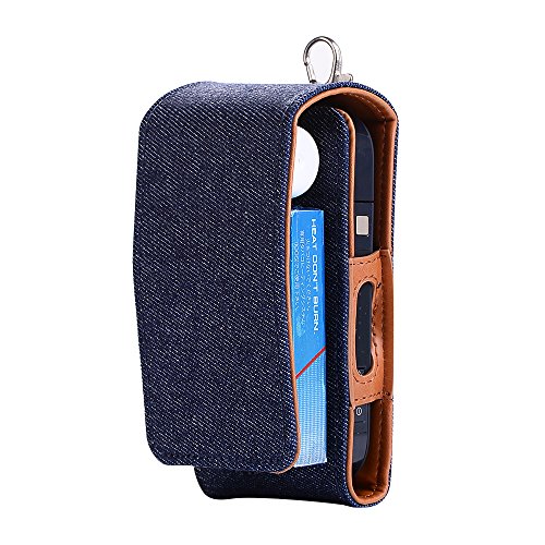 AMBER IQOS Electronic Cigarette Protective Case, PU Leather Cover Case for Philip Morris iQos, Blue Jean