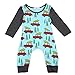 Canis Newborn Baby Boys Girls Long Sleeve Romper Christmas Trees and Cars Print Splice Contrast Color Jumpsuit Pants (9-12M, Green)