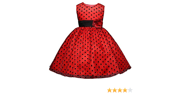 GIO109 Vestido Rojo Bolas Negras Fiesta Cumpleaños Bautismo Ceremonia  Verano/Invierno Ropa Infantil Princesa Fiesta Gala Talla 7 años Vestido  Boda Ropa Niñas (7 años): Amazon.es: Ropa
