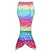 Anbaby Girls 3 Pcs Princess Mermaid Tail Swimwear Swimsuit Bikini Set Rainbow 1 140CM