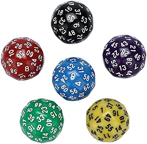 MSOO 6pcs/Set for Game Dungeons & Dragons Polyhedral D60 Multi Sided Acrylic Dice