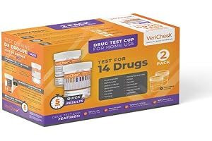 VeriCheck Premium Home Drug Test for 14 drugs - Urine Drug Test Cup 2-pack