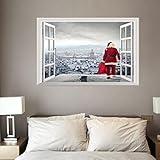 Highpot 3D Fake Windows Wall Stickers Removable Faux Windows Wall Decal Christmas Wall Sticker (A)