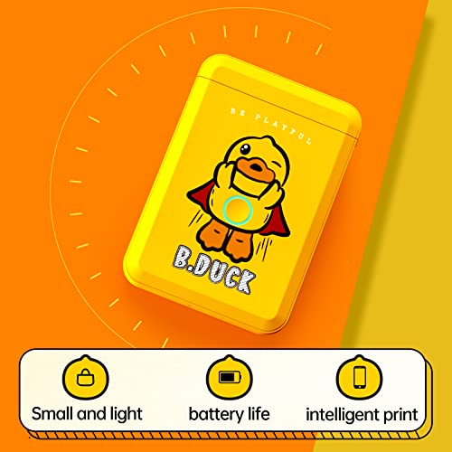 NIIMBOT & B.Duck Co-Branded D110 Thermal Label Makers with 1 Roll Cartoon Tape, Portable Cute Mini Bluetooth Sticker Printer for Home Office School Use, Mobile Phone Editable, Printable Width 0.47\'\'