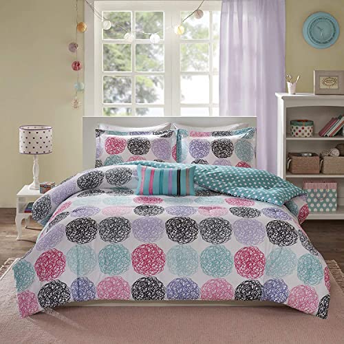 Mi Zone Carly Comforter Set, Doodled Circles Polka