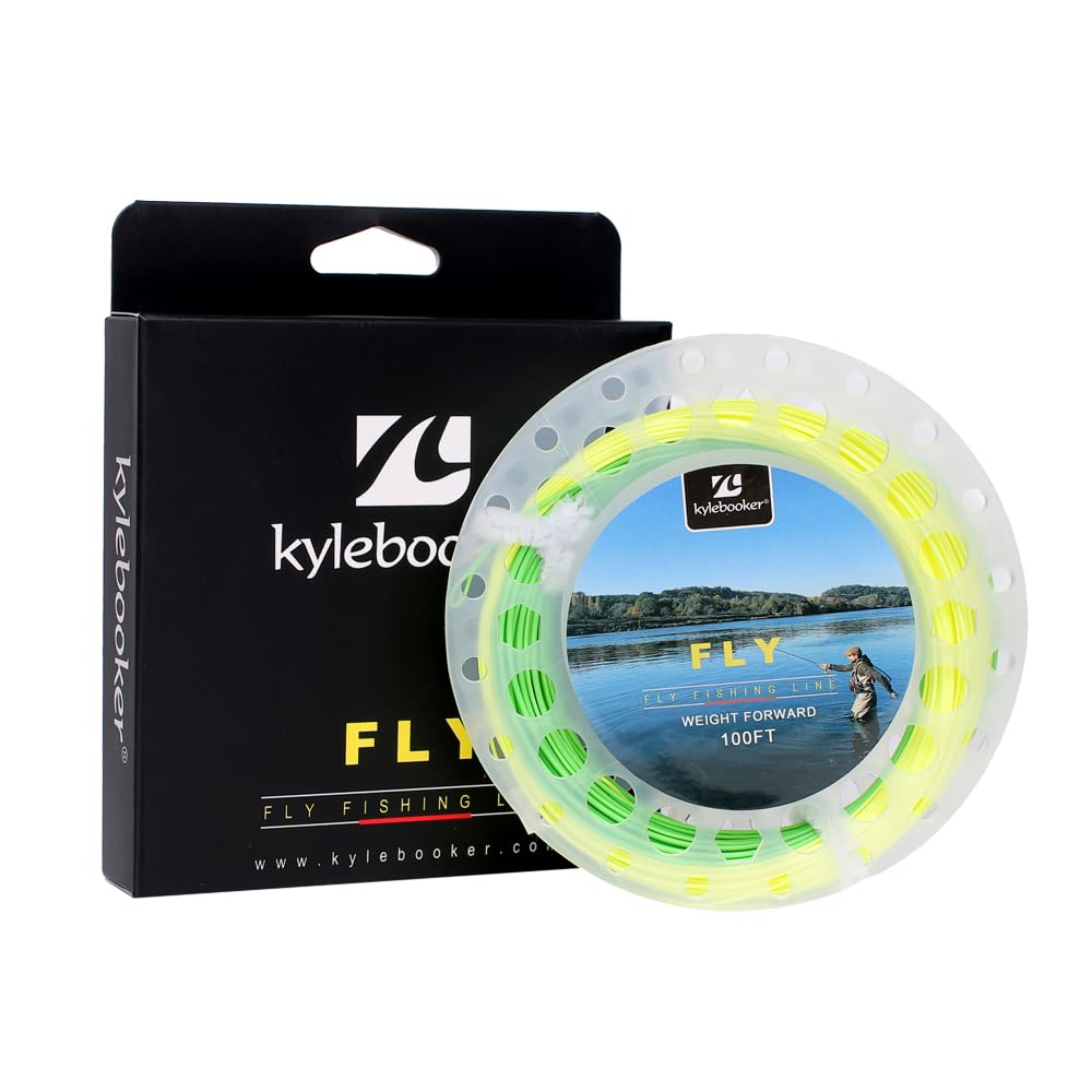 Fly Fishing Line with Welded Loop Floating Weight Forward Fly Lines 100FT (WF8F,Fluo Yellow+Fluo Green)