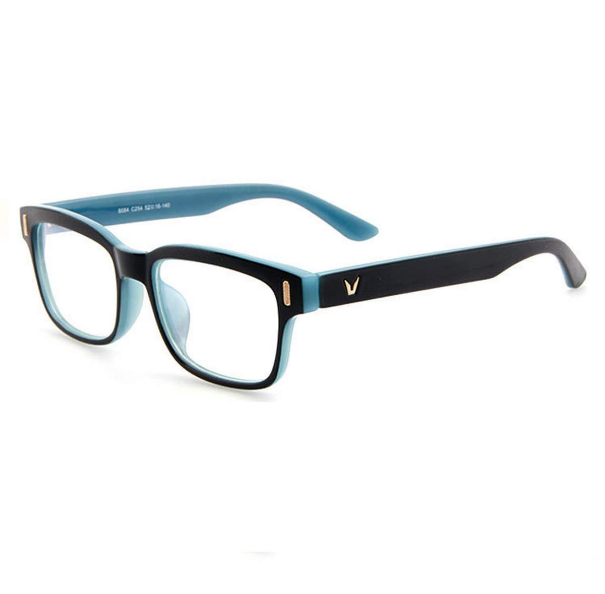 voso Blue Light Blocking Glasses Anti Glare Computer Gaming TV Anti UV Radial Reflex Filter Eyewear Eyeglasses (Black&Blue Frame + White Lens)