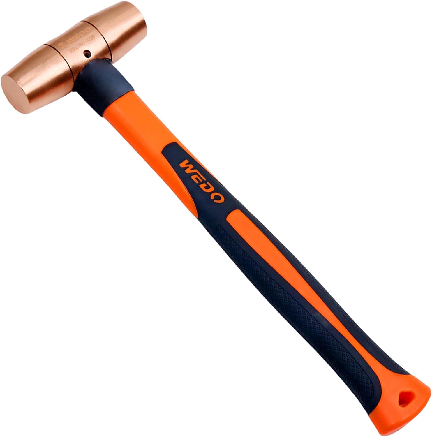 WEDO Copper Sledge Hammer 1400g(3lb), Club Hammer with Fiberglass Shaft, Long Shock Absorbing Non Slip Handle,Length 400mm(16"),Die-Forged