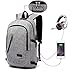 FLYMEI Laptop Backpack with USB Charging Port and Lock & Headphone Compartment, Fits 12-16 inch laptop and Notebook, Waterproof School Rucksack Business Knapsack Travel Daypack College Bookbag , Grey primary