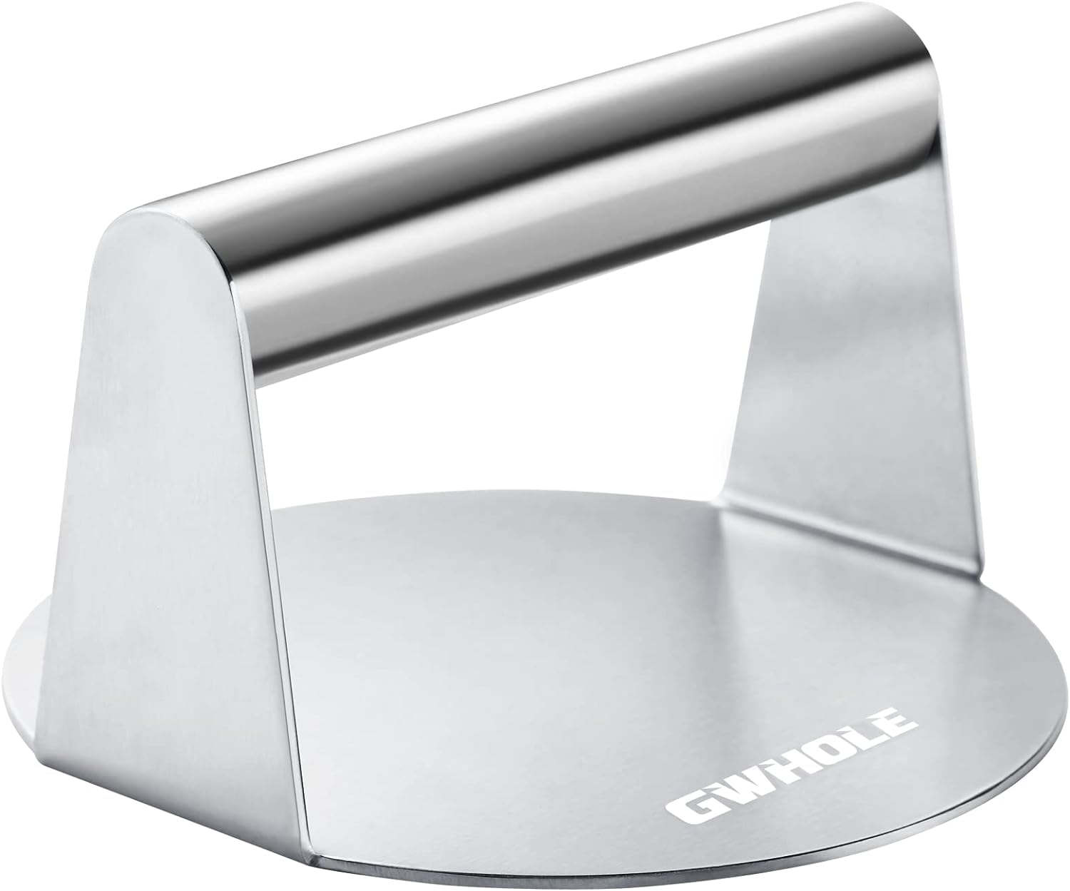 GWHOLE Smash Burger Press, 304 Stainless Steel Burger Smasher, 5.5 Inch Round, Barbecue Griddle Accessories for Bacon Mince Hamburger Steak Mea Flat Top Grill Cooking (Round)