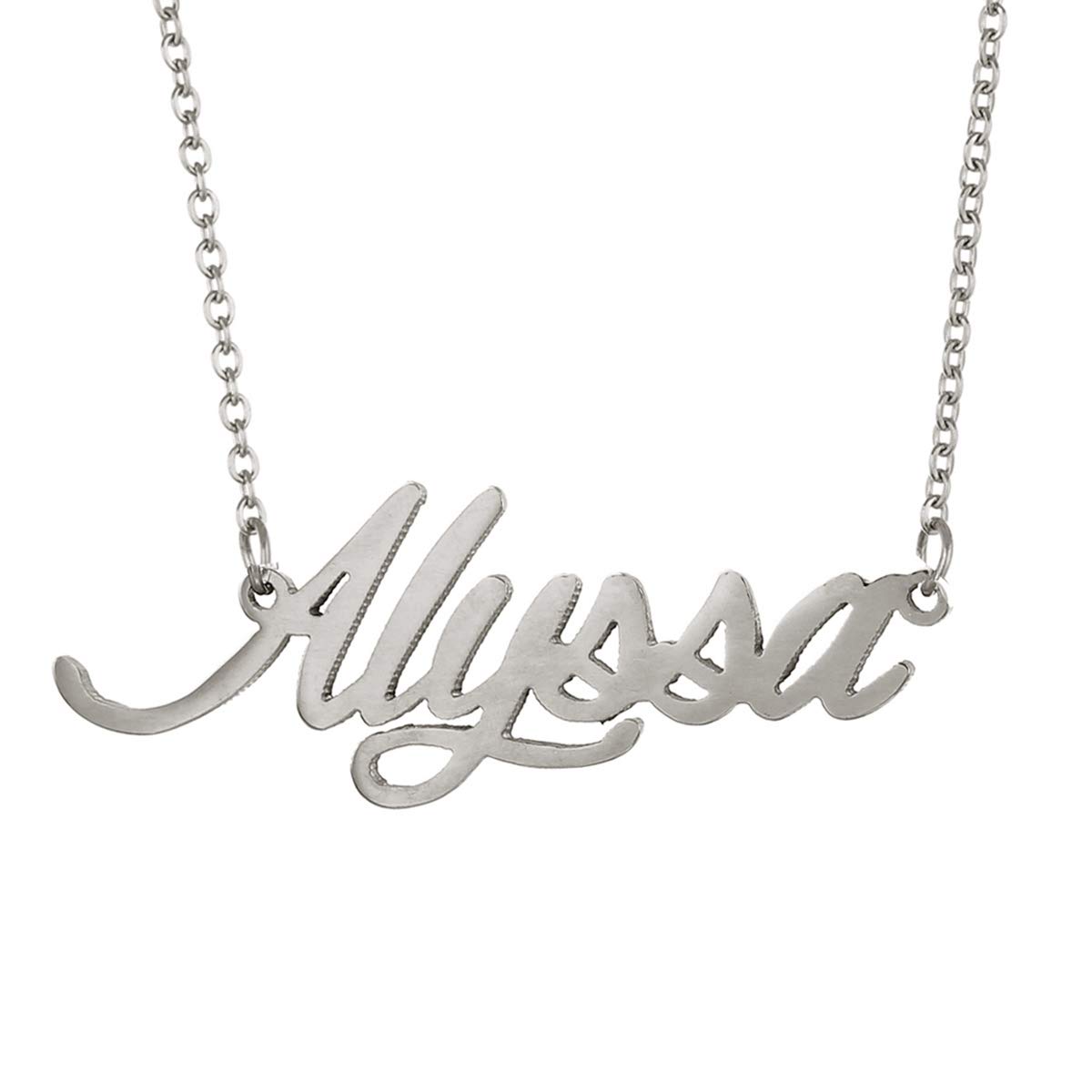 Aoloshow Dainty Alyssa Name Necklace Silver
