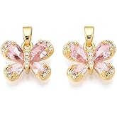 Clotiry 10Pcs Brass Cubic Zirconia Butterfly Charms Insect Flying Animals Pendants for DIY Jewelry Bracelet Necklace Making Craft